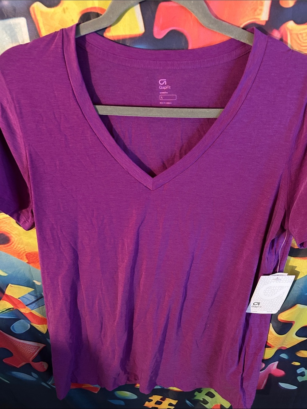 GAP Women's V-Neck Tee in Rich Purple